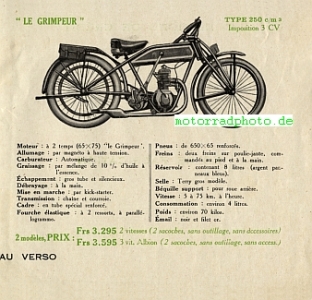 Preview: Le Grimpeur Motorrad Prospekt  6 Seiten  1927  grim-p27