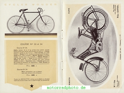 Preview: Wonder Fahrrad + Leichtmotorrad Katalog  22 Seiten  1924  won-p24