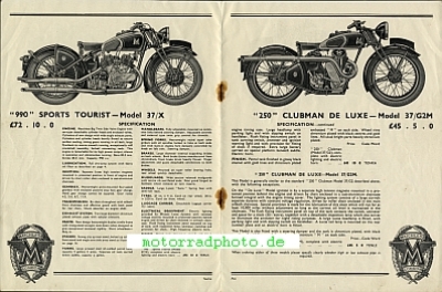Preview: Matchless Motorrad Prospekt 20 Seiten  1937  mat-p37