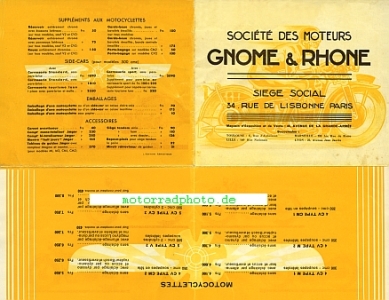 Preview: Gnome et Rhone Motorrad Prospekt 8 Seiten 1933    grh-p33