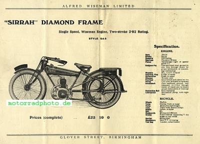 Preview: Verus & Sirrah Motorrad Prospekt 8 Seiten  1926    veru-p26