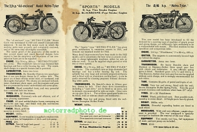 Preview: Metro-Tyler Motorrad Prospekt 6 Seiten  1922  mety-p22