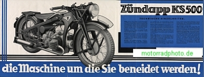 Preview: Zündapp Motorrad Prospekt 6 Seiten 1935 z-p35-ks500