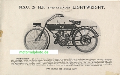 Preview: NSU Motorrad + Automobil Prospekt  20 Seiten  1910   nsu-p10
