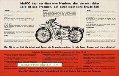 Preview: Maico Leichtmotorrad Prospekt 6 Seiten 1938    mai-p38