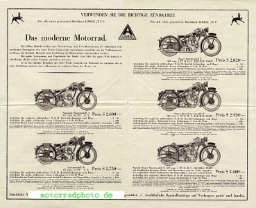 Preview: Ariel Motorrad Prospekt  4 Seiten  1930   ari-p30