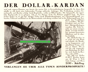 Preview: Dollar Motorrad Prospekt  4 Seiten 1929  do-p29