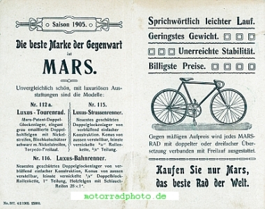 Preview: Mars Motorrad + Fahrrad Prospekt  4 Seiten 1905 mar-p05
