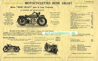 Preview: Rene Gillet Motorrad Prospekt 6 Seiten 1928  regi-p28