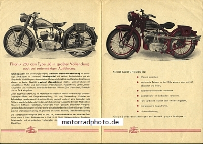 Preview: Phönix Motorrad Prospekt 4 Seiten 1951   phx-p51
