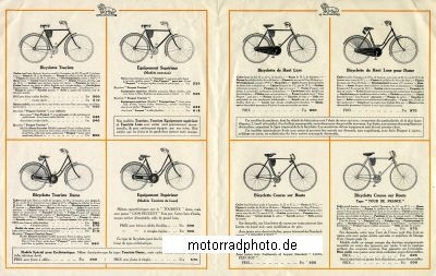 Preview: Peugeot Motorrad + Fahrrad Prospekt 6 Seiten  1923  peu-p23
