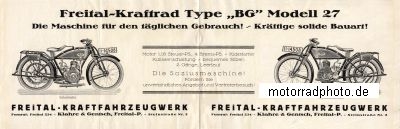 Preview: Freital Motorrad Prospekt  4 Seiten 1927  ffw-p27