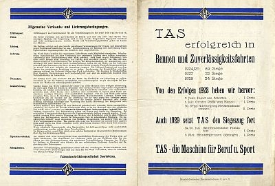 Preview: TAS Motorrad Prospekt  6 Seiten  1929   tas-p29 Preview: TAS Motorrad Prospekt  6 Seiten  1929   tas-p29