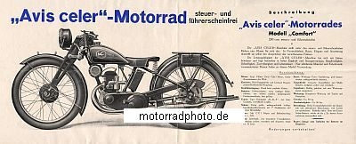 Preview: Avis-Celer Motorrad Prospekt 4 Seiten ca. 1932   avc-p32