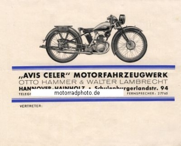 Preview: Avis-Celer Motorrad Prospekt 4 Seiten ca. 1932   avc-p32