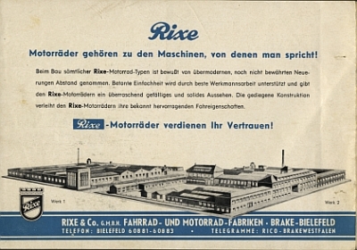 Preview: Rixe Motorrad Prospekt 4 Seiten 1950  rix-p50-2
