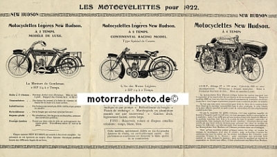 Preview: New Hudson Motorrad Prospekt  6 Seiten 1922  nh-p22