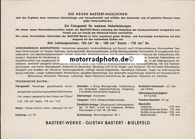 Preview: Bastert Motorrad Prospektblatt 2 Seiten 1957  bas-p57-2