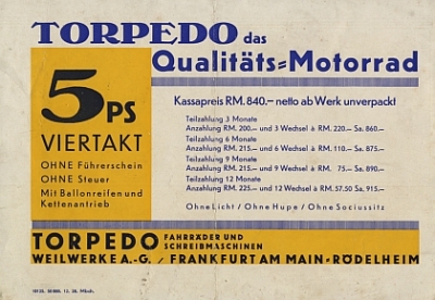 Preview: Torpedo Motorrad Prospekt 4 Seiten 1928  torp-p28