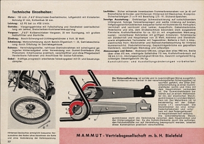 Preview: Mammut Motorrad Prospektblatt  2 Seiten 1951  mam-p51
