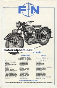 FN Motorrad Prospektblatt 2 Seiten 1953  fn-p53