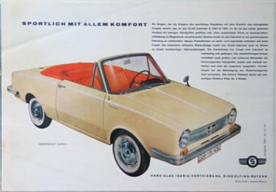 Glas Automobil Prospekt  Typ 1204  8 Seiten 1963  glas-op63