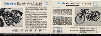 Preview: Miele Klein-Motorrad Prospekt 98ccm  4 Seiten 1952  miel-p52