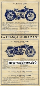 Preview: La Francaise Diamant Motorrad Prospekt 12 Seiten 1927  lfd-p27