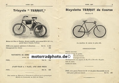 Preview: Terrot Tricycle Qudricycle Bicycle Voiturette Hauptkatalog 32 Seiten 1900  ter-p00