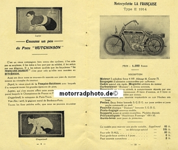 Preview: La Francaise Diamant Motorrad Prospekt 40 Seiten 1914  lfd-p14