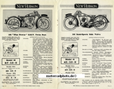 Preview: New Hudson Motorrad Prospekt  16 Seiten 1929   nh-p29