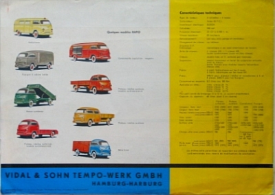 Tempo Lieferwagen Prospekt Rapid (Wiking) 8 Seiten 1957  temp-p57