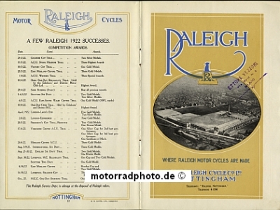 Preview: Raleigh Motorrad Prospekt 16 Seiten 1923  ral-p23