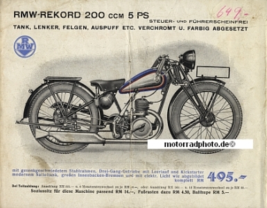 RMW Motorrad Prospekt 6 Seiten 1935  rmw-p35