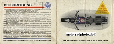 RMW Motorcycle Brochure 6 pages 1935  rmw-p35