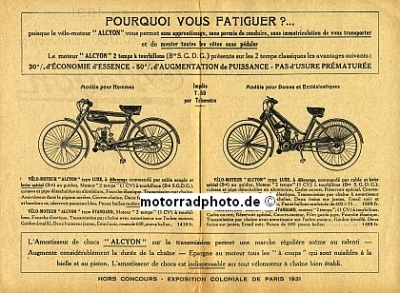 Preview: Alcyon Motorrad Motorfahrrad Prospekt 4 Seiten  1931  alc-p31-2