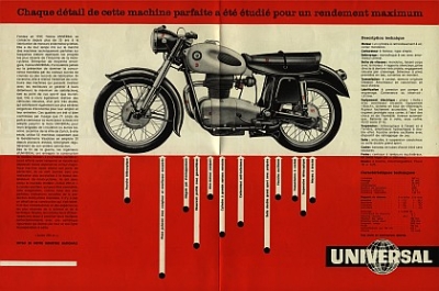 Preview: Universal Motorrad Faltprospekt  8 Seiten 1959  uni-p59