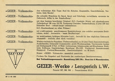 Preview: Geier Mofa Prospektblatt 2 Seiten  1951     gei-p51