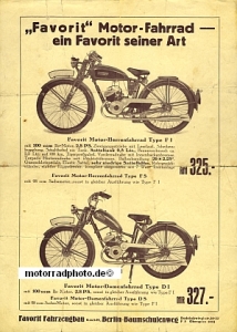 Preview: Favorit Kleinmotorrad Prospektblatt  2 Seiten 1936   favorit-36