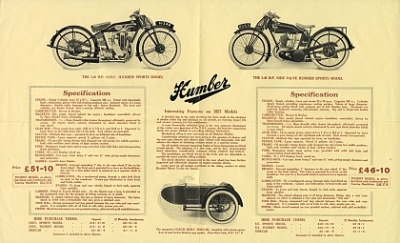 Preview: Humber Motorrad Prospekt  8 Seiten  1927  hum-p27