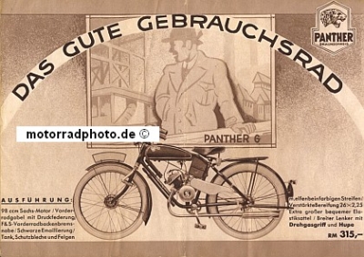 Preview: Panther Kleinmotorrad Prospekt 6 Seiten 1936 pant-d-p36