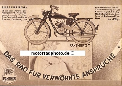 Preview: Panther Kleinmotorrad Prospekt 6 Seiten 1936 pant-d-p36