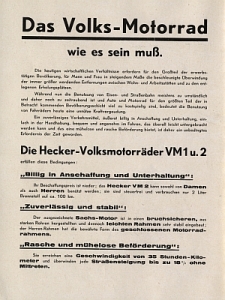 Preview: Hecker Motorrad Prospekt 6 Seiten 1927  hec-p27