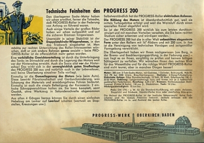 Preview: Progress Roller Prospekt Typ 200ccm 4 Seiten 1954 prog-op54