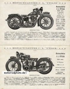 Utilia Motorcycle Brochure 6 Sides 1929