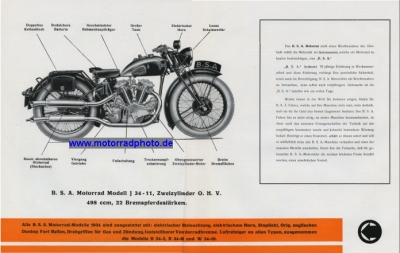 Preview: BSA Motorrad Faltprospekt 8 Seiten  1934     bsa-p34-1