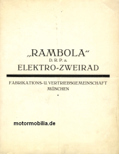 Rambola Elektro Motorrad Prospekt 4 Seiten  1924  ram-p24