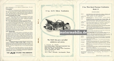 AJS Motorcycle Brochure 1919