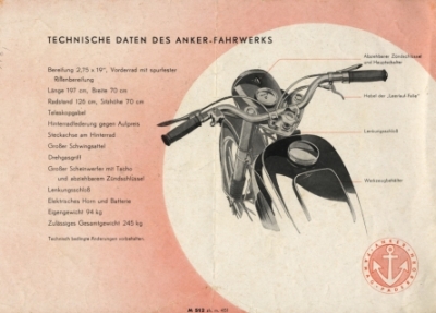 Preview: Anker Bielefeld Motorrad Prospekt 4 Seiten 1951  anr-p51