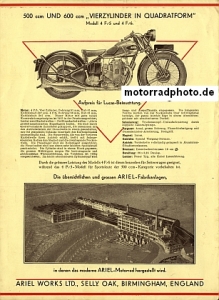 Preview: Ariel Motorrad Prospekt 6 Seiten 1932  ari-p32